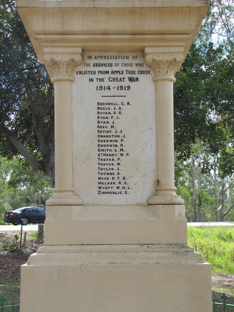 Apple Tree Creek War Memorial - Accommodation Nelson Bay 1
